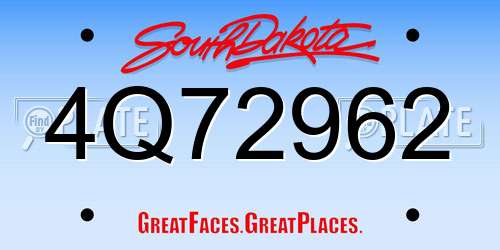 4Q72962 South Dakota License Plate
