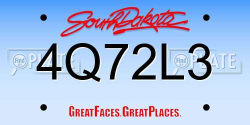 4Q72L3 South Dakota License Plate