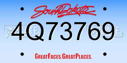 4Q73769 South Dakota License Plate