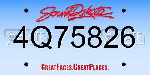 4Q75826 South Dakota License Plate