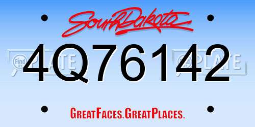 4Q76142 South Dakota License Plate