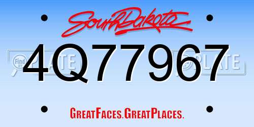 4Q77967 South Dakota License Plate