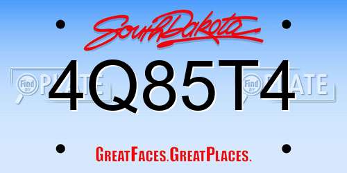 4Q85T4 South Dakota License Plate