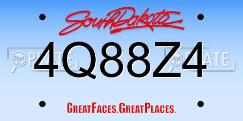 4Q88Z4 South Dakota License Plate