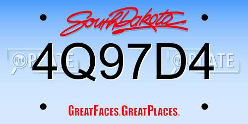 4Q97D4 South Dakota License Plate