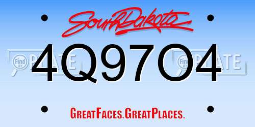 4Q97O4 South Dakota License Plate