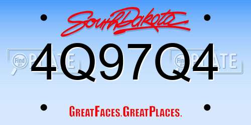 4Q97Q4 South Dakota License Plate
