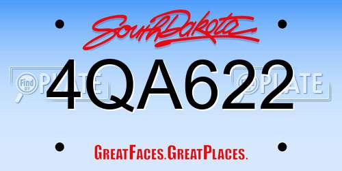4QA622 South Dakota License Plate