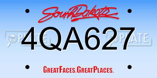 4QA627 South Dakota License Plate
