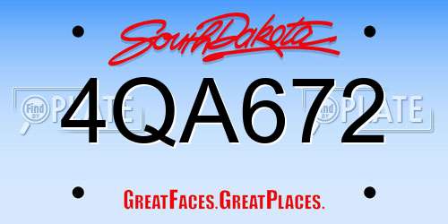 4QA672 South Dakota License Plate