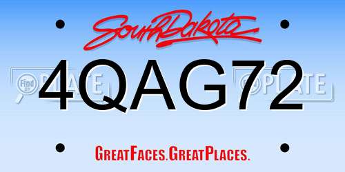4QAG72 South Dakota License Plate