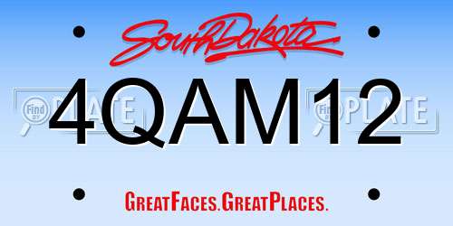 4QAM12 South Dakota License Plate