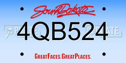 4QB524 South Dakota License Plate