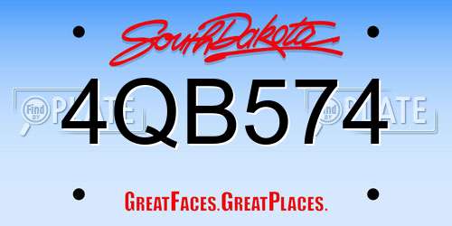 4QB574 South Dakota License Plate