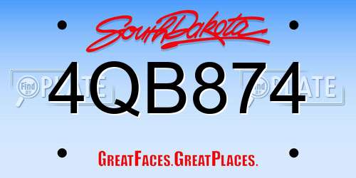 4QB874 South Dakota License Plate