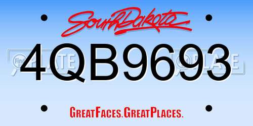 4QB9693 South Dakota License Plate