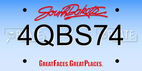 4QBS74 South Dakota License Plate