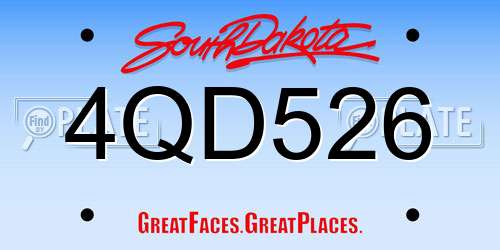 4QD526 South Dakota License Plate