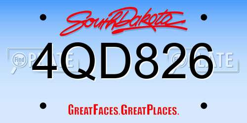 4QD826 South Dakota License Plate