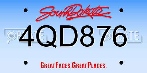 4QD876 South Dakota License Plate