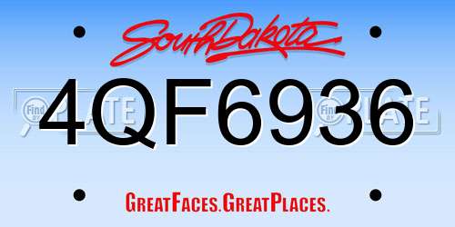 4QF6936 South Dakota License Plate
