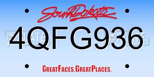 4QFG936 South Dakota License Plate