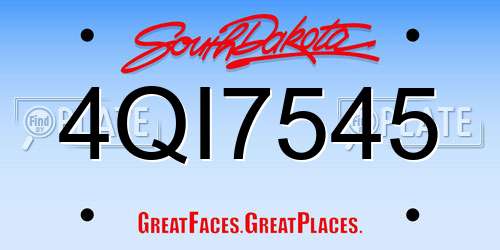 4QI7545 South Dakota License Plate