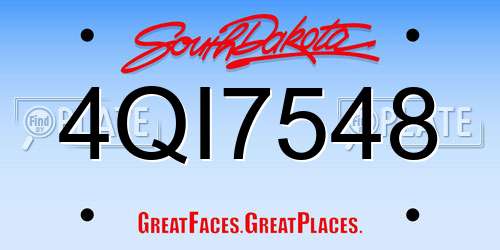 4QI7548 South Dakota License Plate