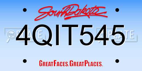 4QIT545 South Dakota License Plate