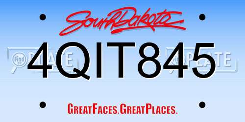 4QIT845 South Dakota License Plate