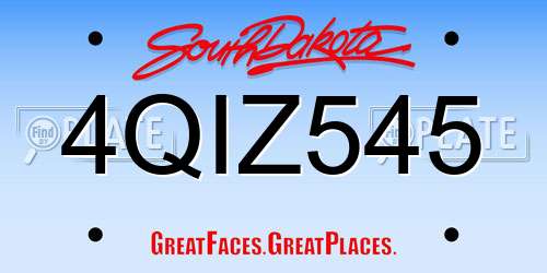 4QIZ545 South Dakota License Plate
