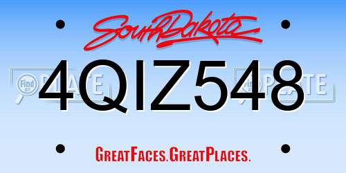 4QIZ548 South Dakota License Plate
