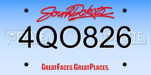 4QO826 South Dakota License Plate