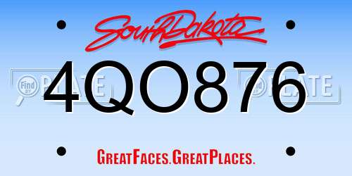 4QO876 South Dakota License Plate