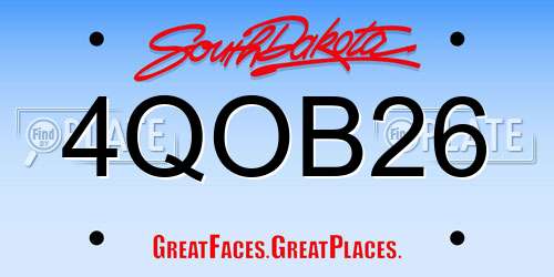 4QOB26 South Dakota License Plate