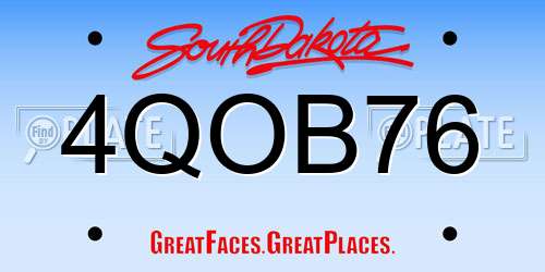 4QOB76 South Dakota License Plate