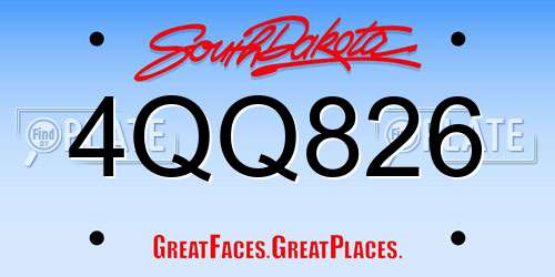 4QQ826 South Dakota License Plate