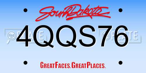 4QQS76 South Dakota License Plate