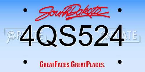 4QS524 South Dakota License Plate
