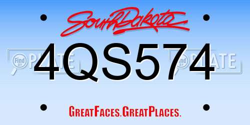4QS574 South Dakota License Plate