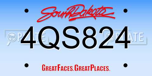 4QS824 South Dakota License Plate