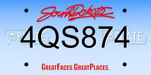 4QS874 South Dakota License Plate