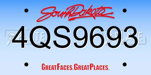 4QS9693 South Dakota License Plate