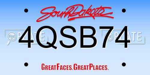 4QSB74 South Dakota License Plate