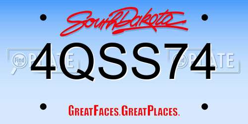 4QSS74 South Dakota License Plate