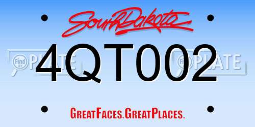 4QT002 South Dakota License Plate