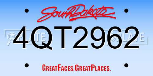 4QT2962 South Dakota License Plate