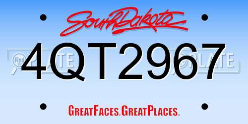4QT2967 South Dakota License Plate