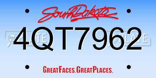 4QT7962 South Dakota License Plate