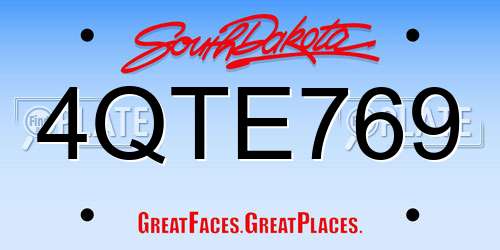 4QTE769 South Dakota License Plate